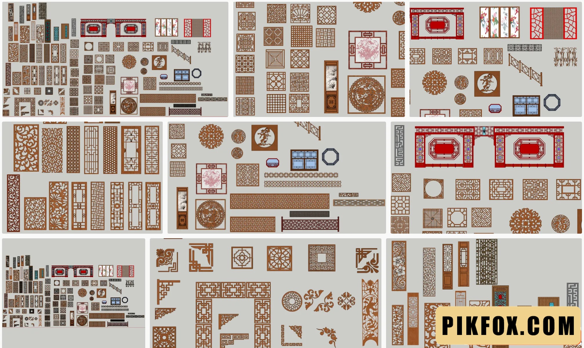 100+ Cửa sổ - vách ngăn - cửa điêu khắc SketchUp