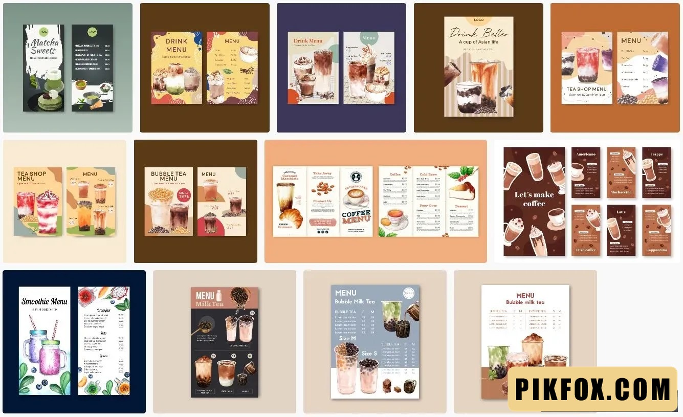 13+ Mẫu menu trà sữa