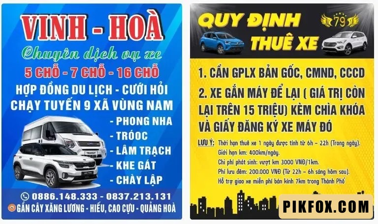 2+ Biển hiệu cho thuê xe ô tô