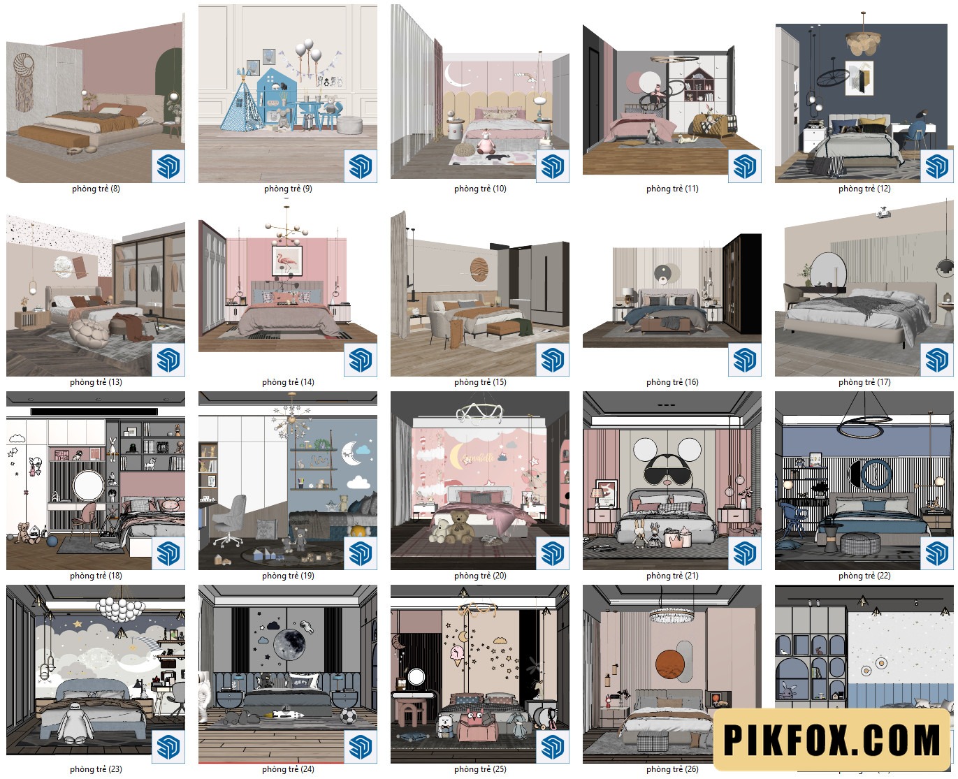 20+ Phòng ngủ trẻ em SketchUp