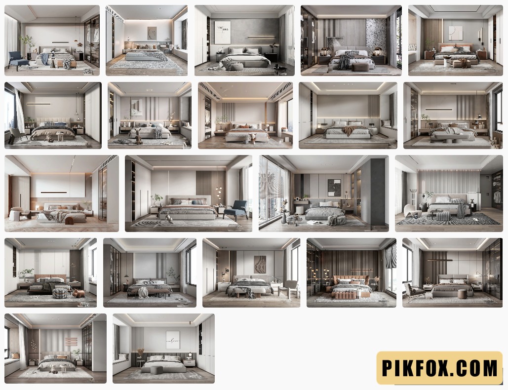 21+ Phòng ngủ phong cách Wabi-sabi - SketchUp