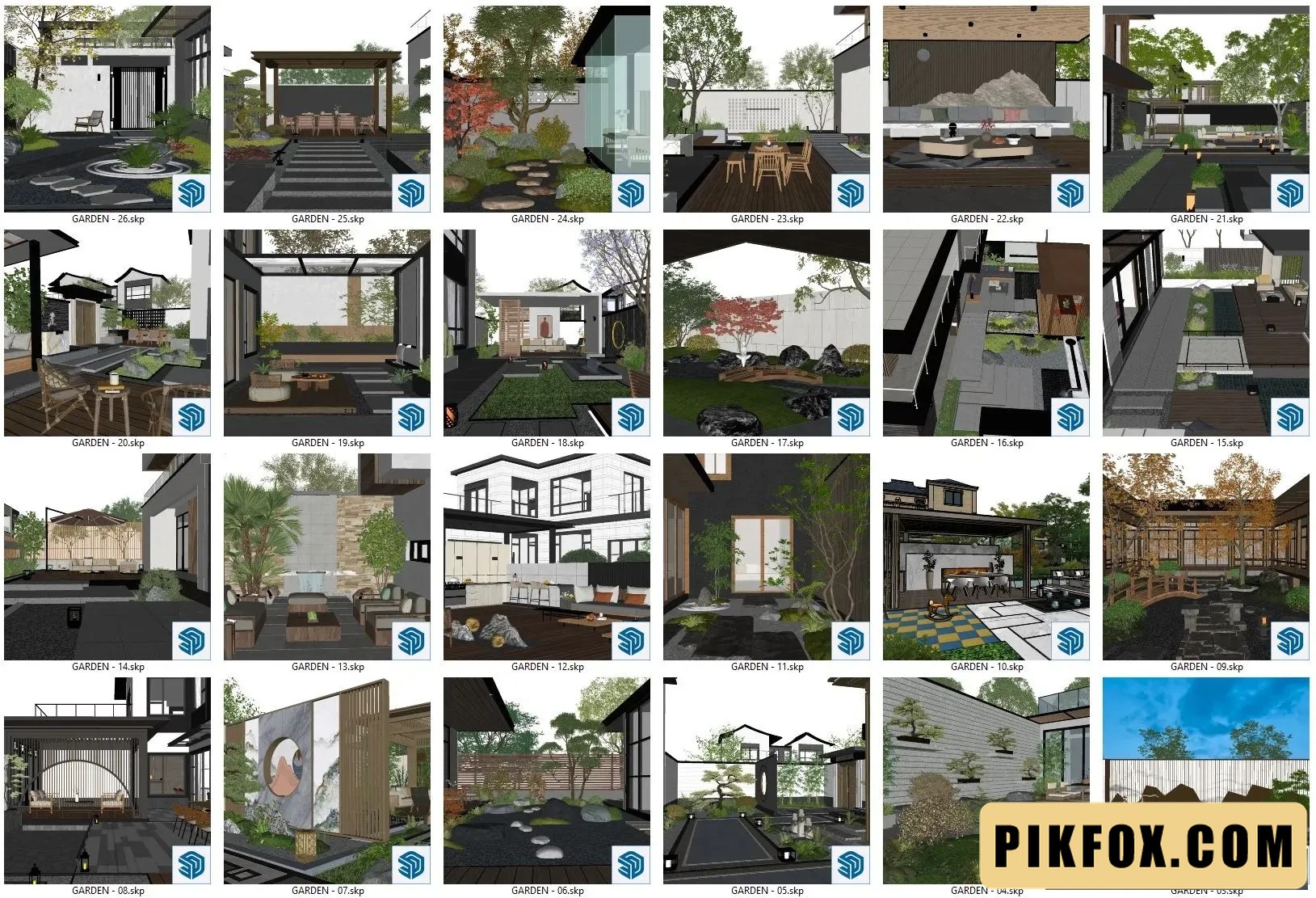 26+ Sân vườn SketchUp
