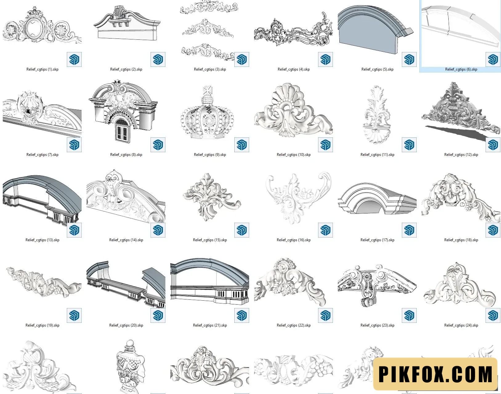 30+ Phù điêu - Phào Chỉ - Hoa Văn SketchUp