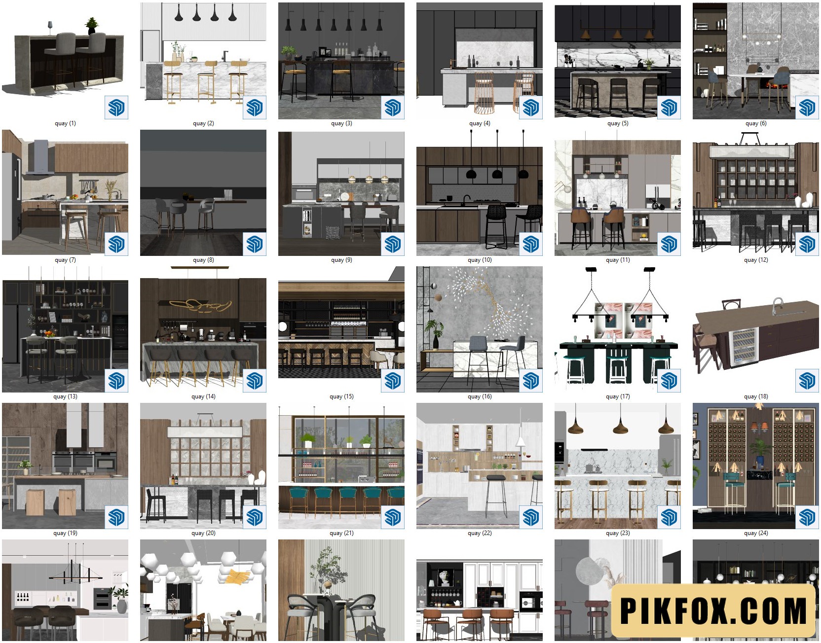 34+ Quầy Bar SketchUp