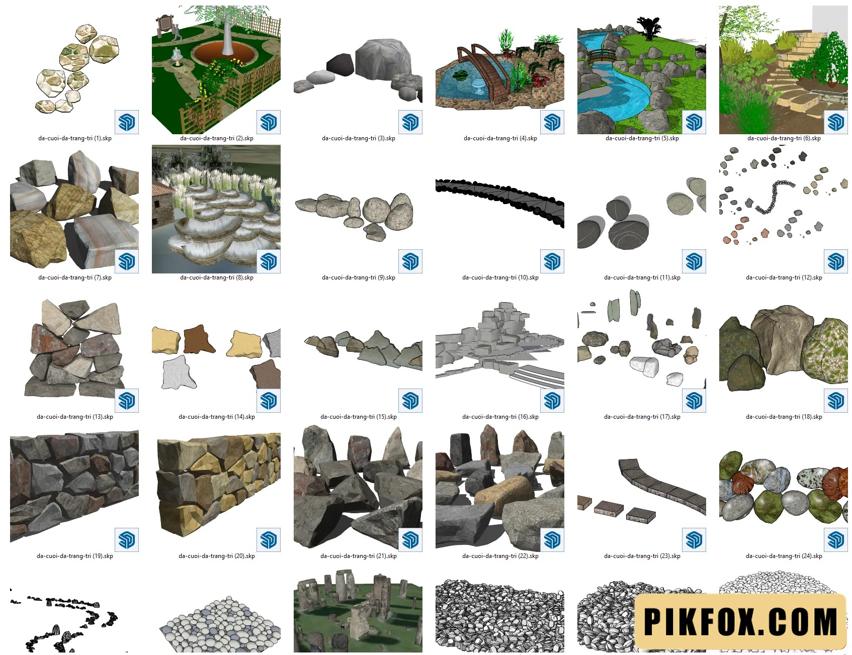 38+ Đá cuội - đá trang trí SketchUp