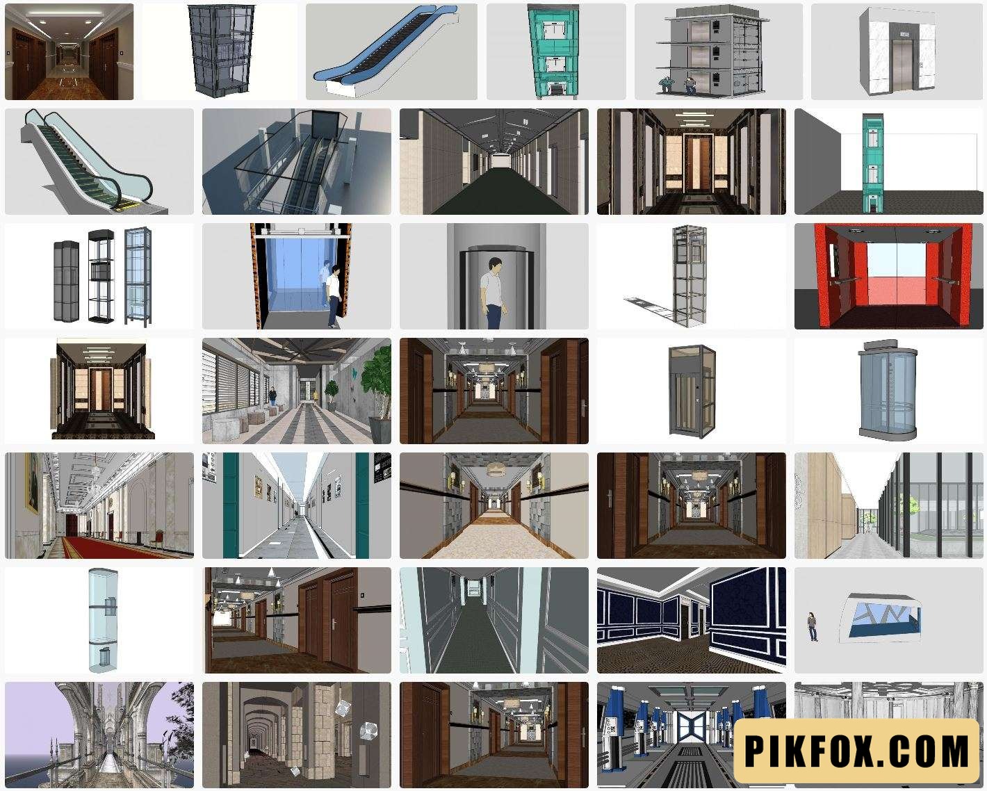 38+ Mô hình hành lang thang máy SketchUp