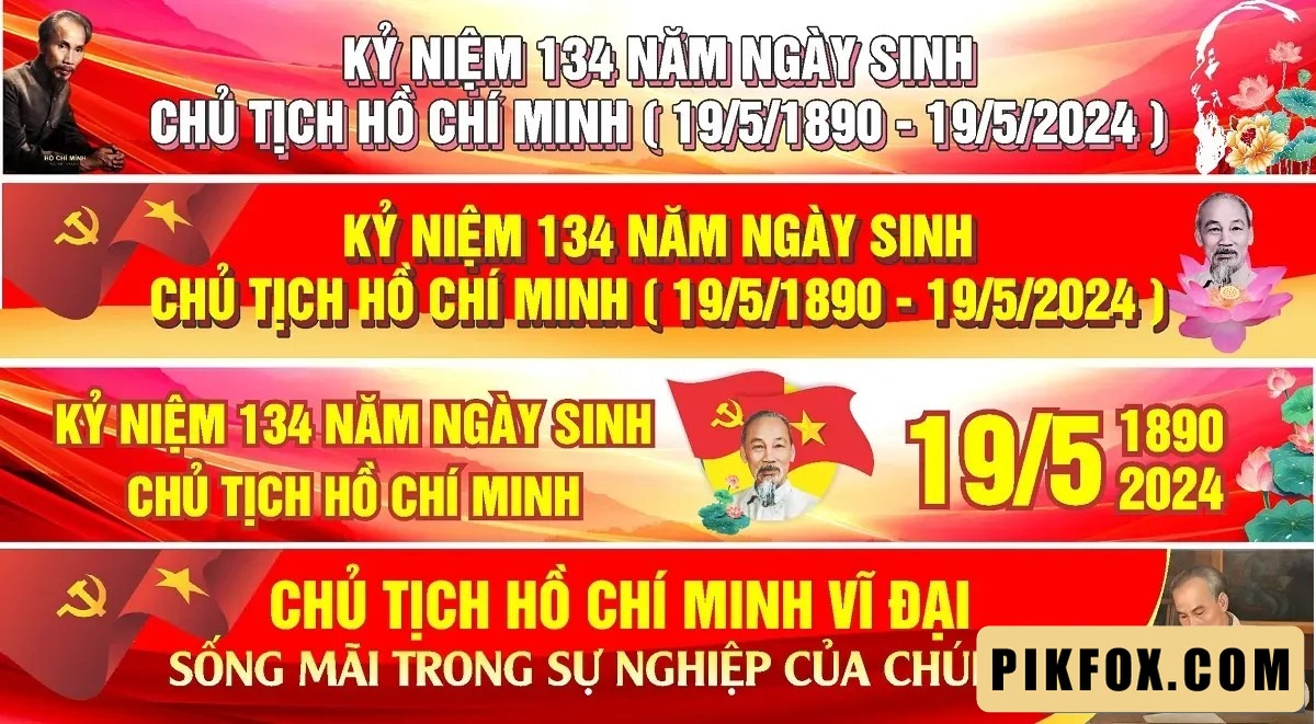 4+ Băng rôn kỷ niệm 134 năm ngày sinh nhật Bác