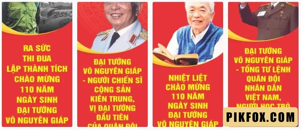 4+ Phướn treo kỷ niệm ngày sinh Đại Tướng Võ Nguyên Giáp