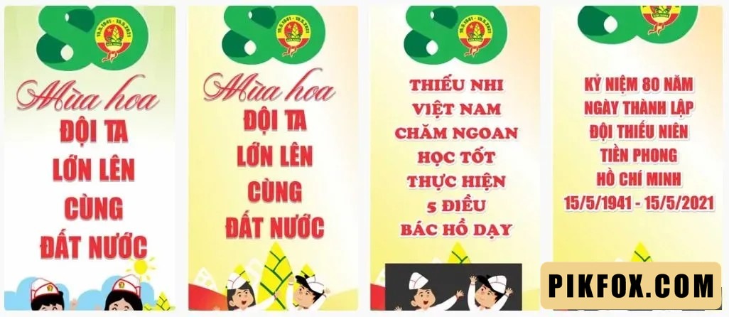 4+ Phướn treo ngày thành lập đội thiếu niên tiền phong