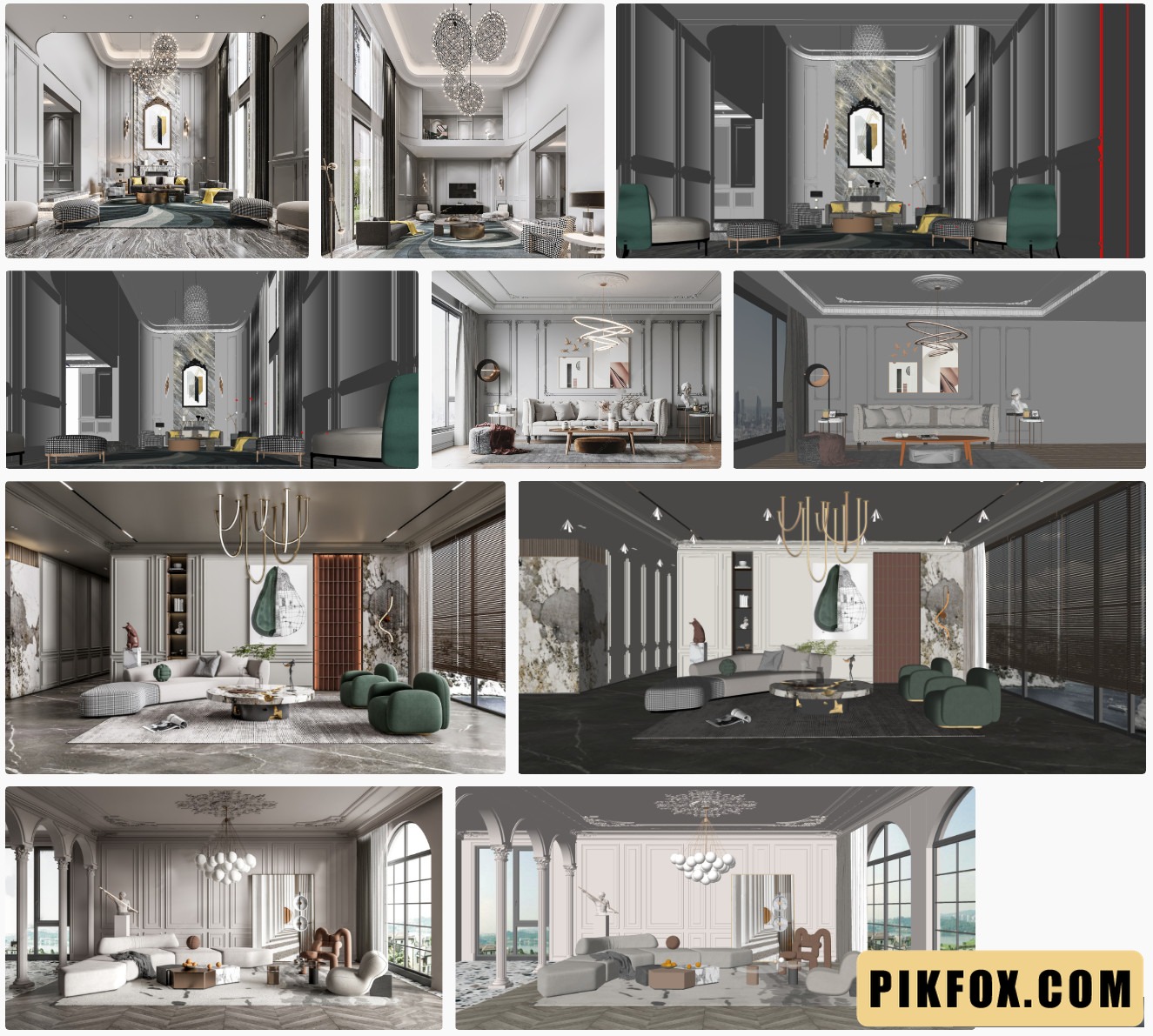 5+ Phòng khách phong cách Âu - Mỹ - SketchUp
