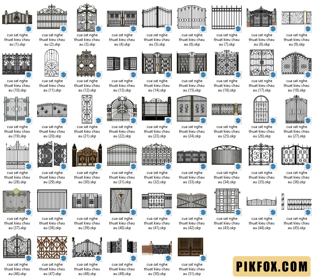 51+ Bộ Cửa sắt nghệ thuật kiểu châu Âu SketchUp