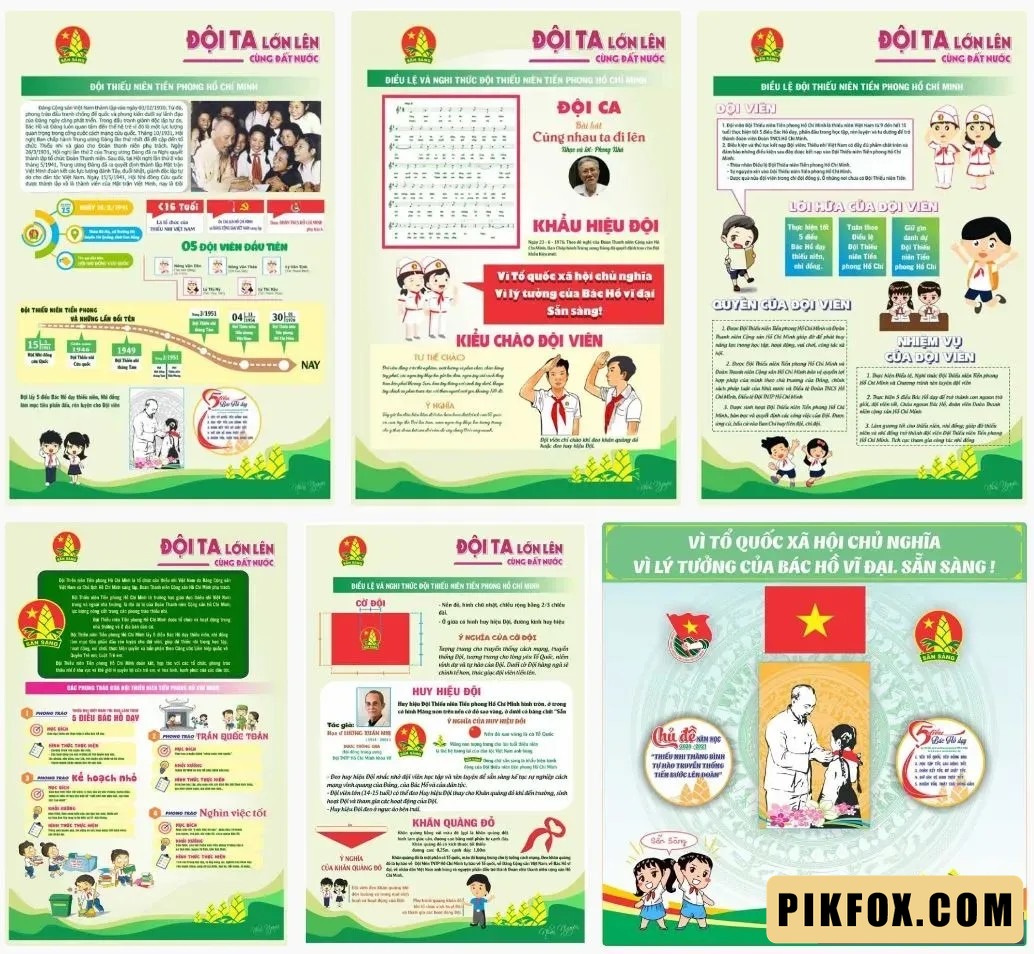 6+ Tranh trang trí phòng đội thiếu niên tiền phong