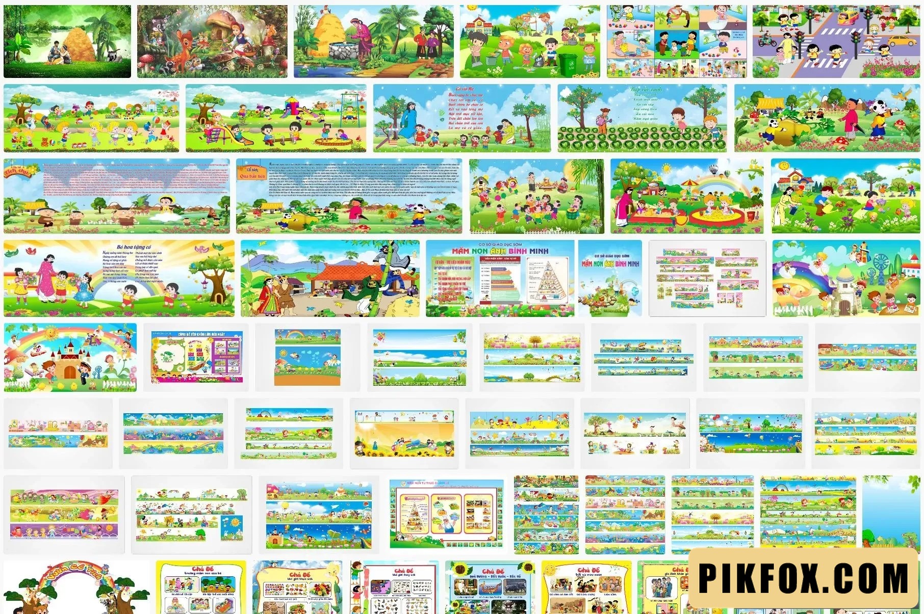 60+ Mẫu tranh tường mầm non hiện đại
