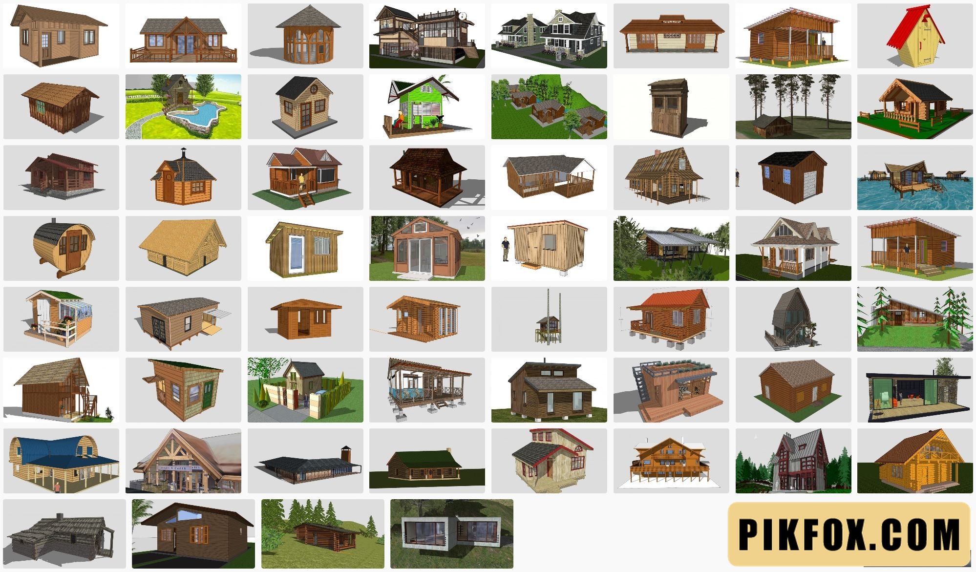 60+ Nhà gỗ SketchUp