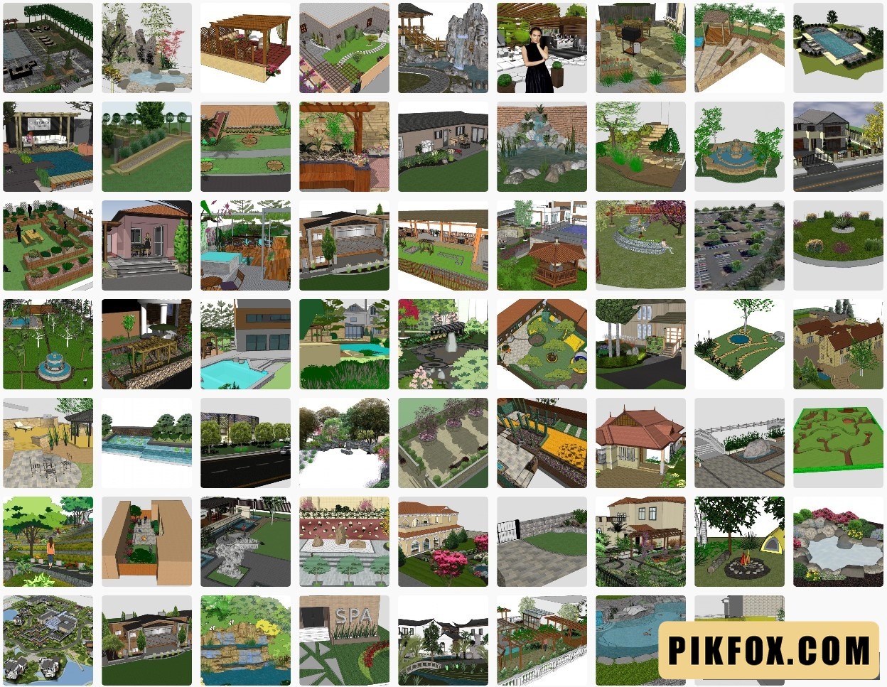 62+ Mẫu cảnh quan sân vườn SketchUp
