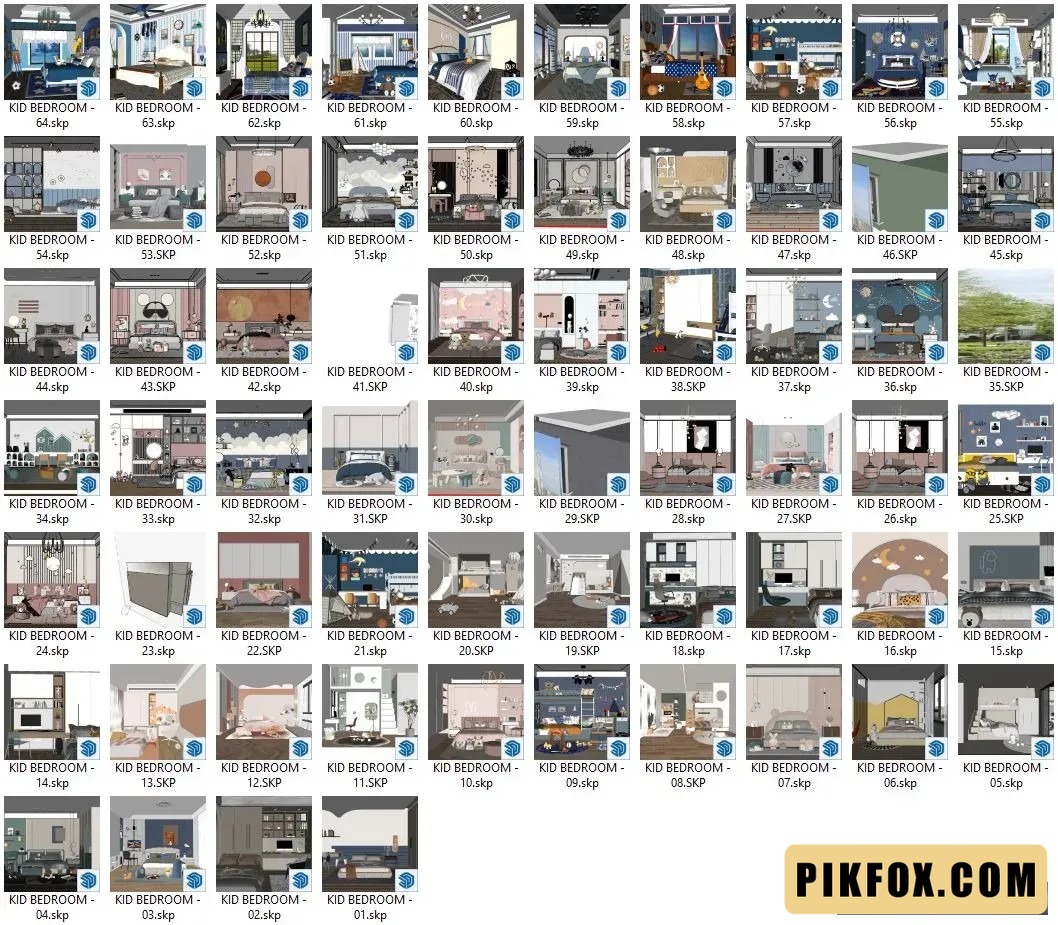 65+ Phòng ngủ trẻ em SketchUp