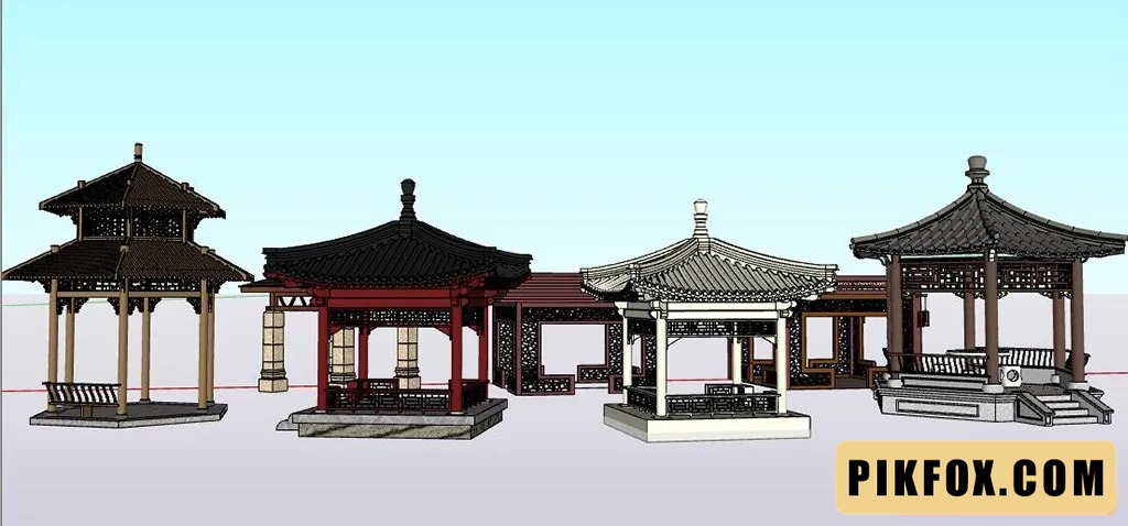 7+ Chòi nghỉ cảnh quan kiến trúc cổ SketchUp