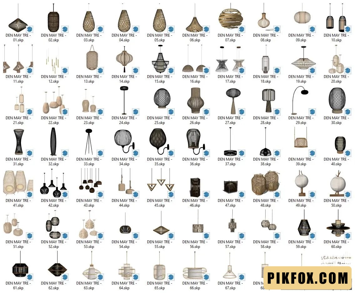 70+ Đèn mây tre đan SketchUp