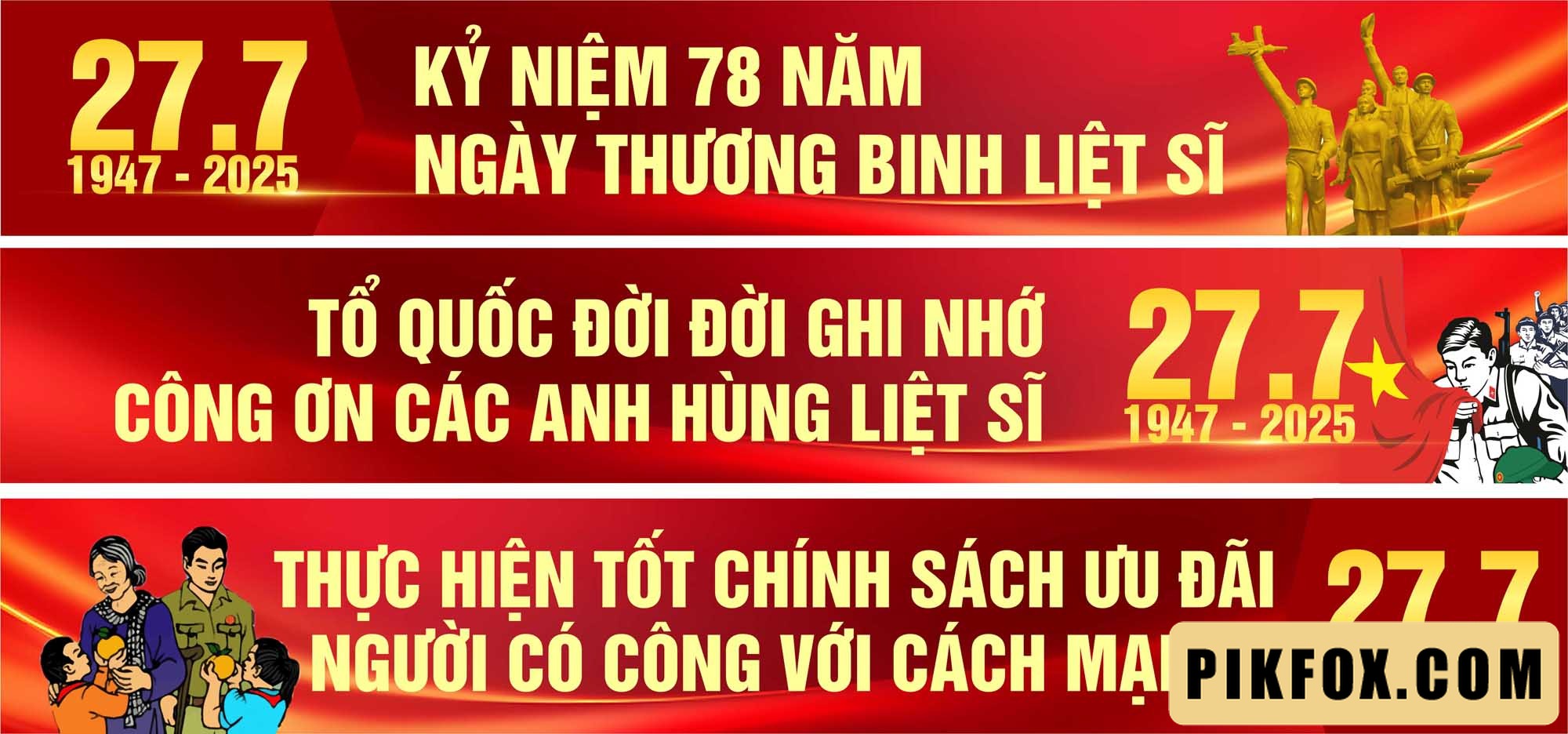 Băng rôn kỷ niệm 78 năm ngày thương binh liệt sĩ