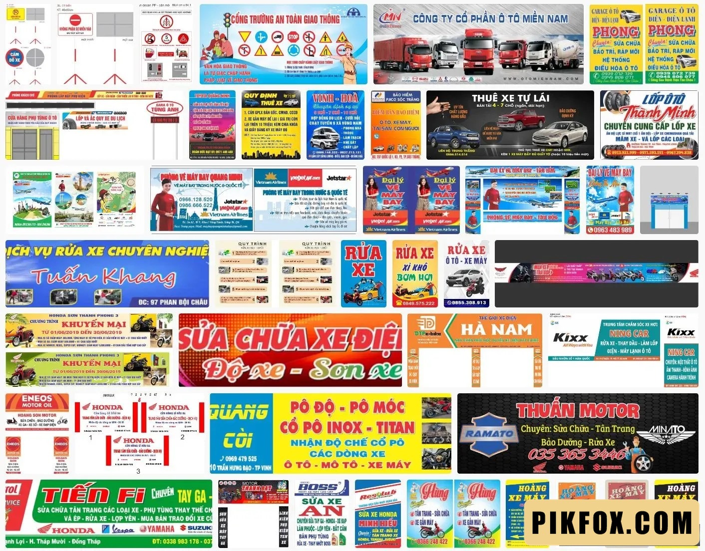 biển quảng cáo gara ô tô - xe máy - đại lý vé máy bay