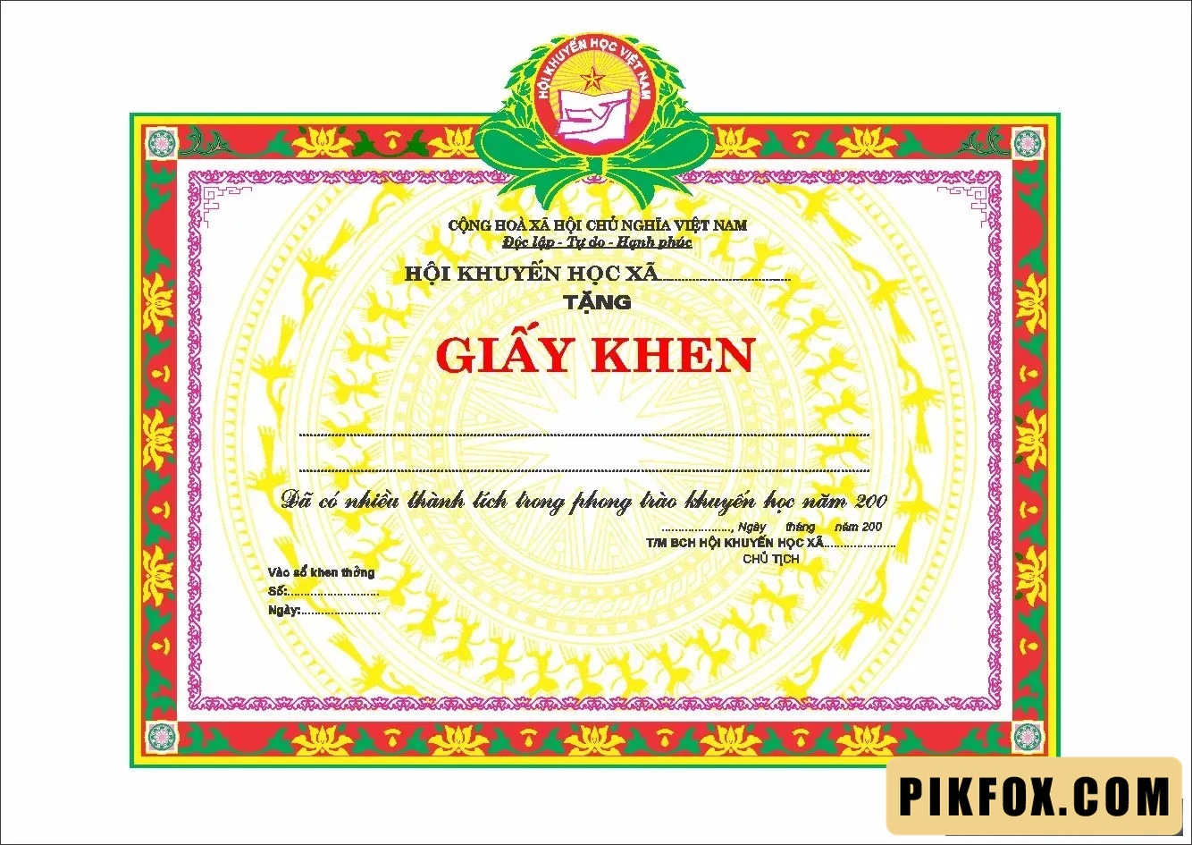 Giấy khen hội khuyến học