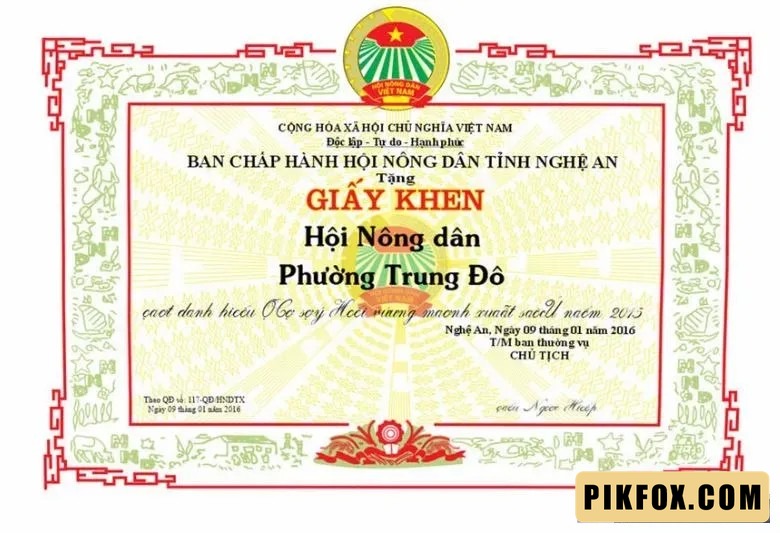 Giấy khen hội nhân dân