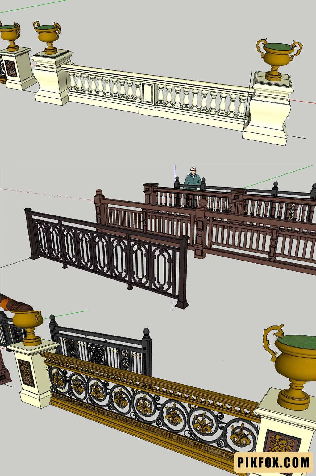 Mô hình lan can SketchUp