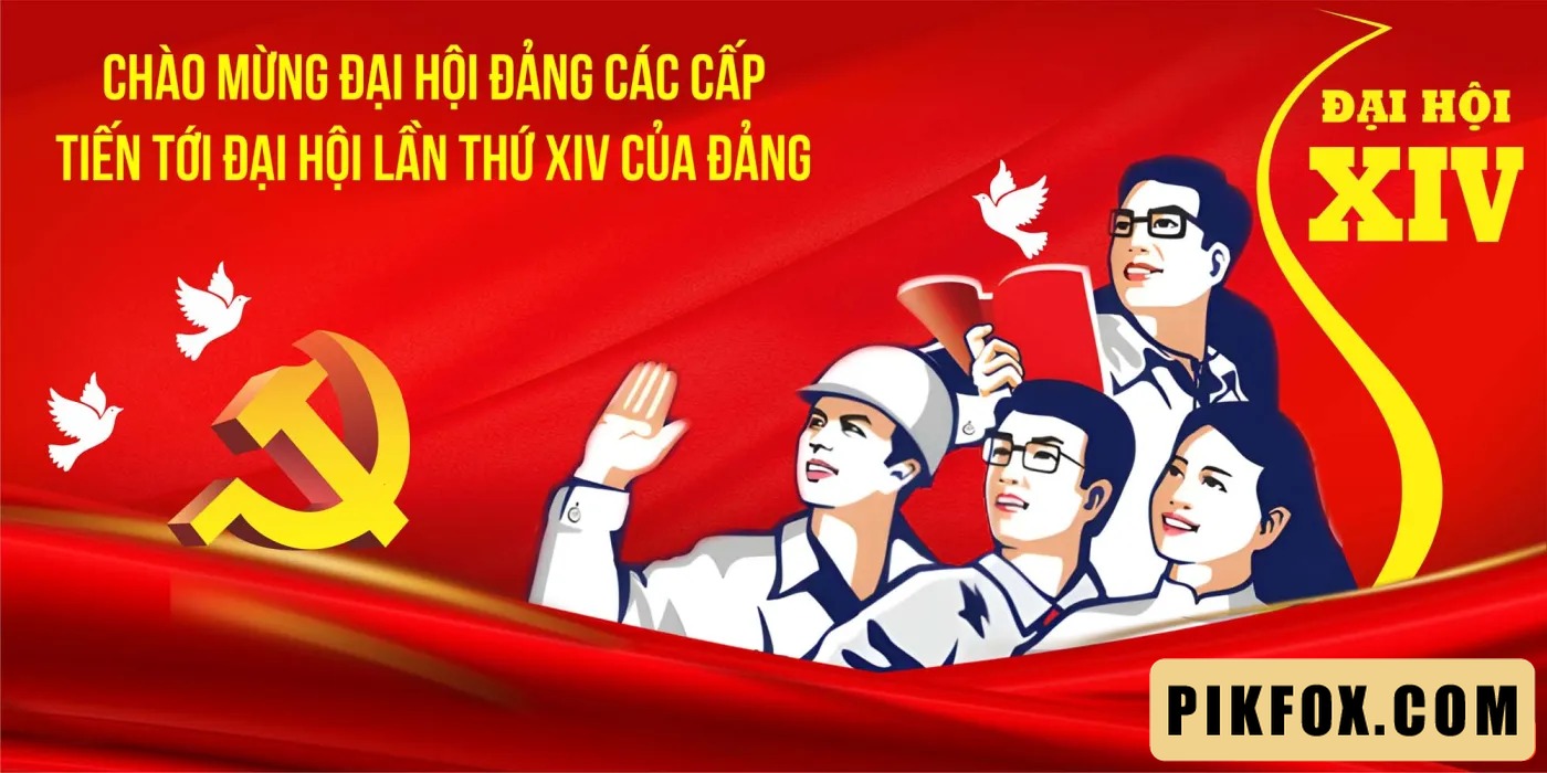 Pano chào mừng đại hội Đảng XIV