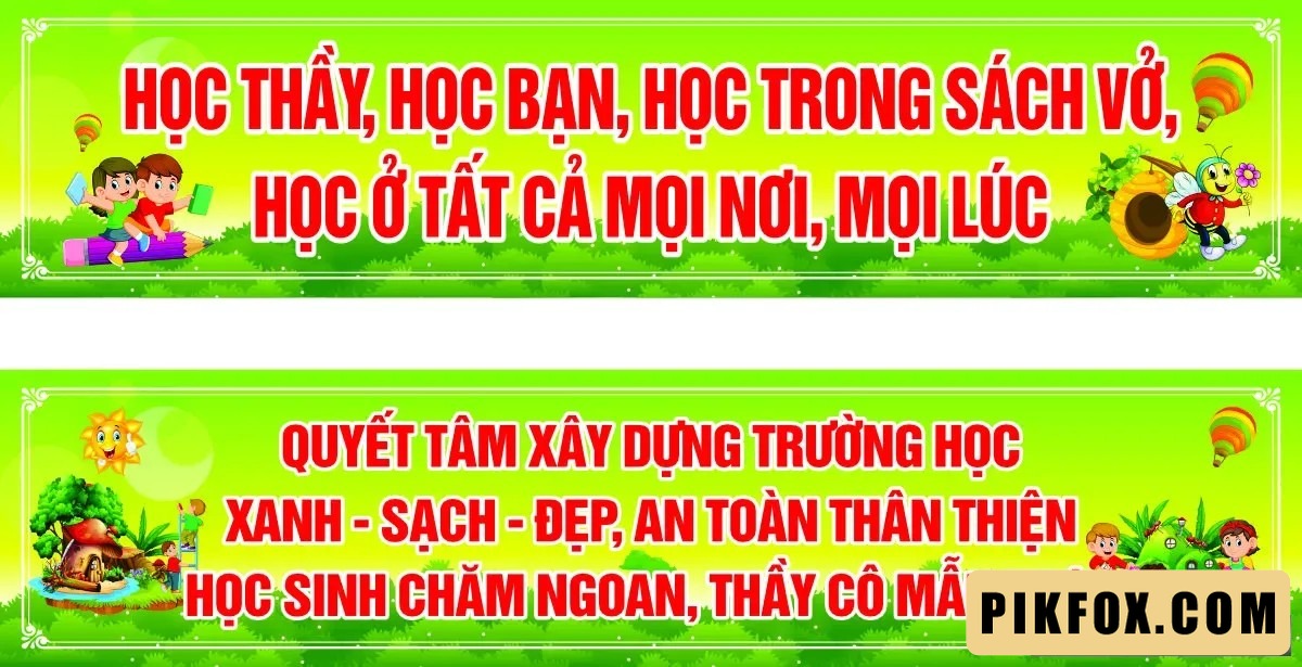 Pano trang trí lan can trường học