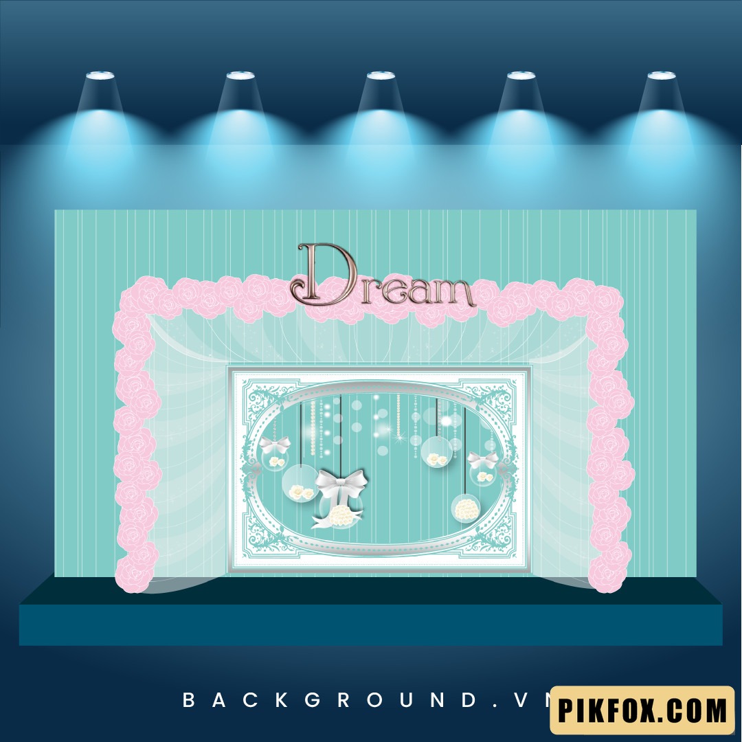 Phông cưới Dream tone xanh ngọc và hồng pastel (105)