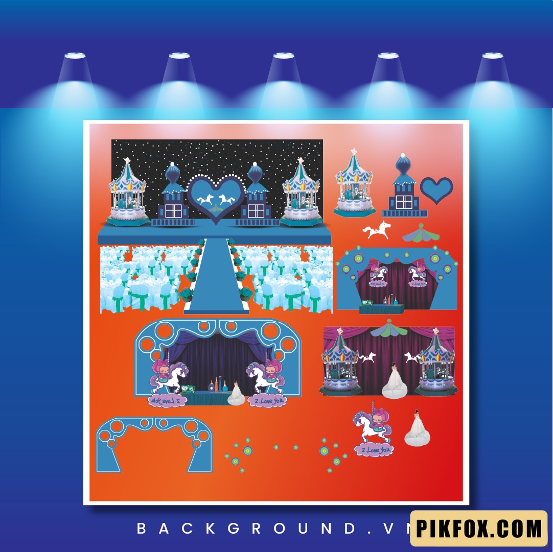 Trang trí cưới chủ đề ngựa gỗ carousel và đu quay (89)