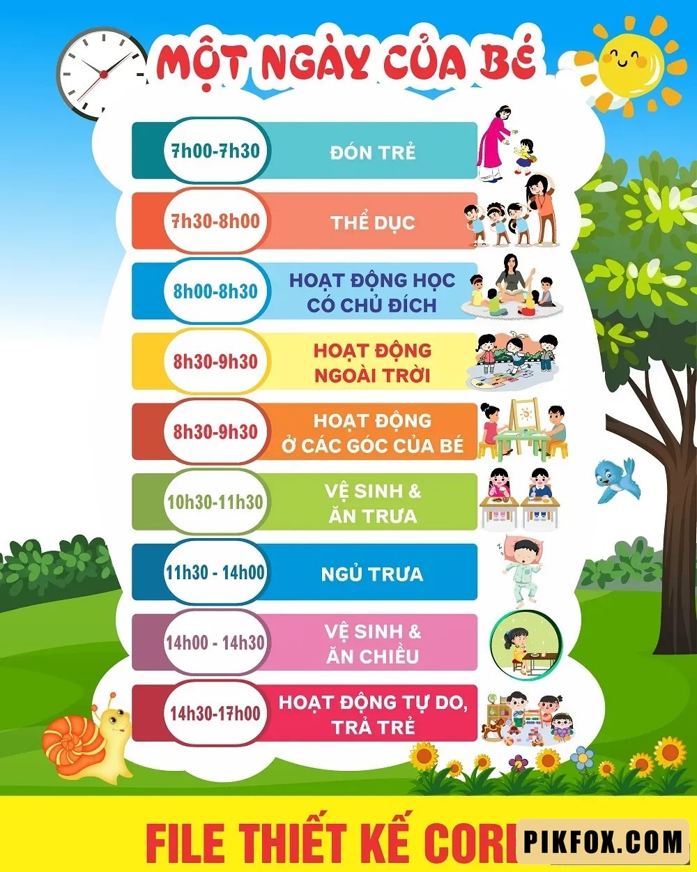 Tranh 1 ngày của bé ở trường mầm non